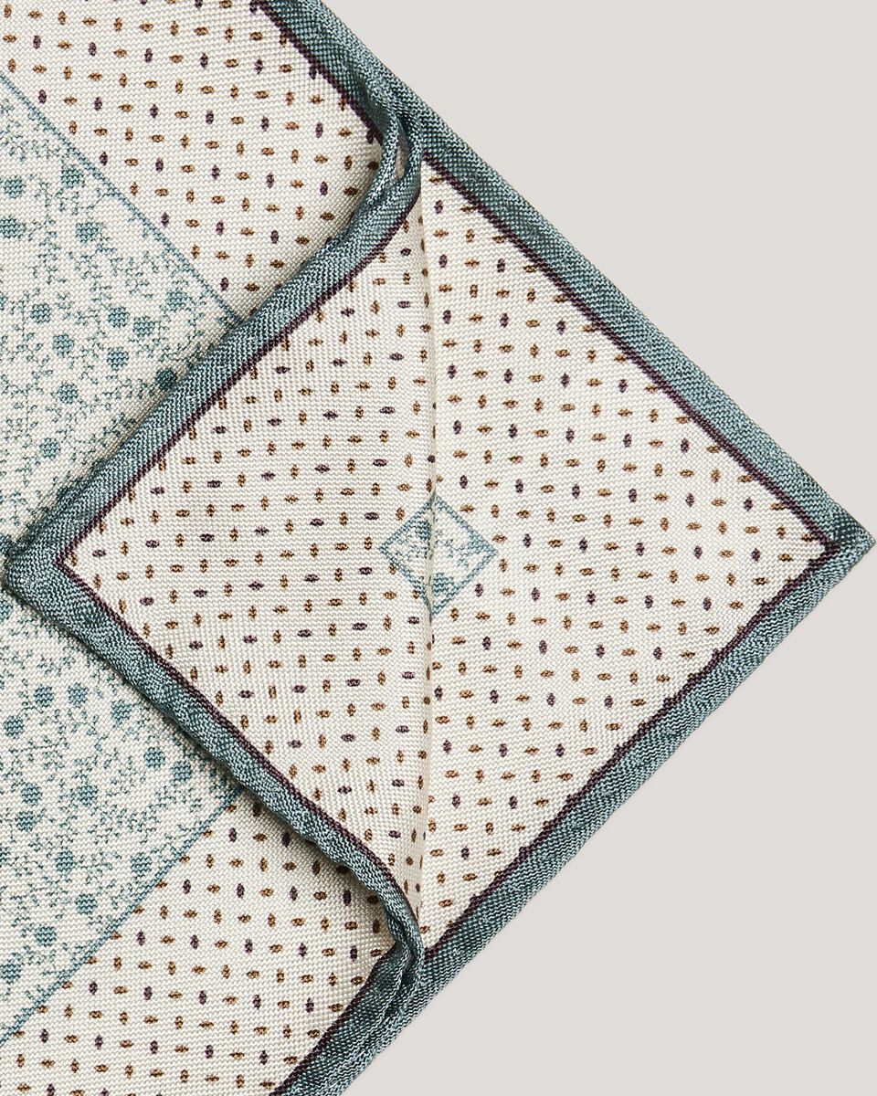 Ditsy Floral Printed Pocket Square With Contrast Border